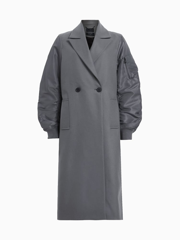AllSaints Grey Paulah Coat - Image 7 of 7