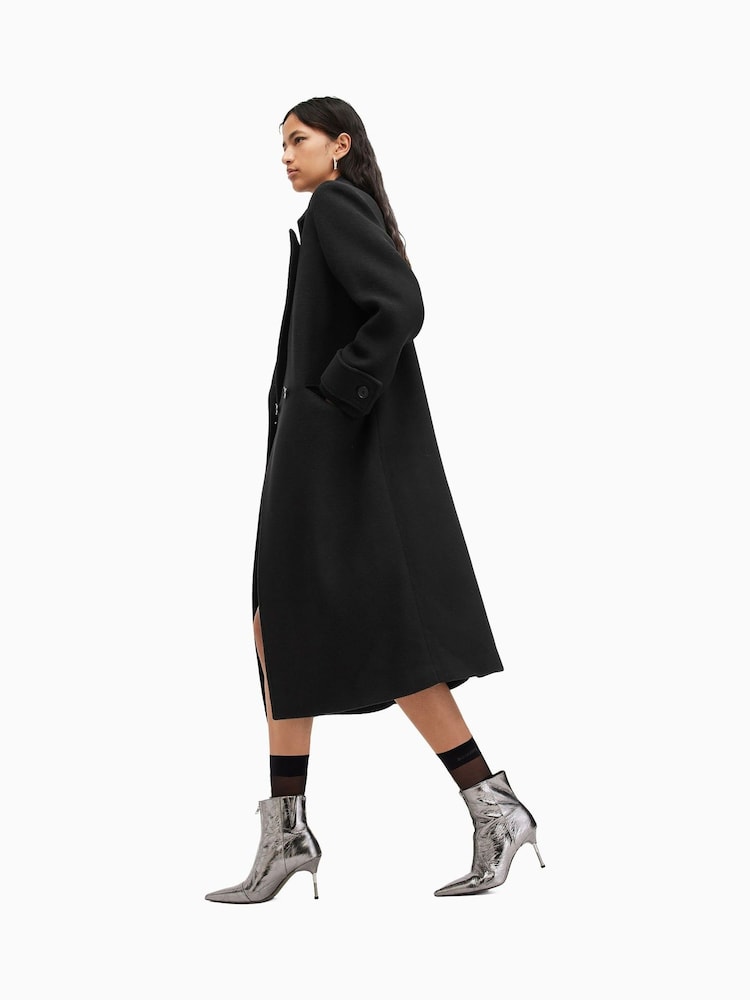 AllSaints Black Mabel Coat - Image 3 of 7