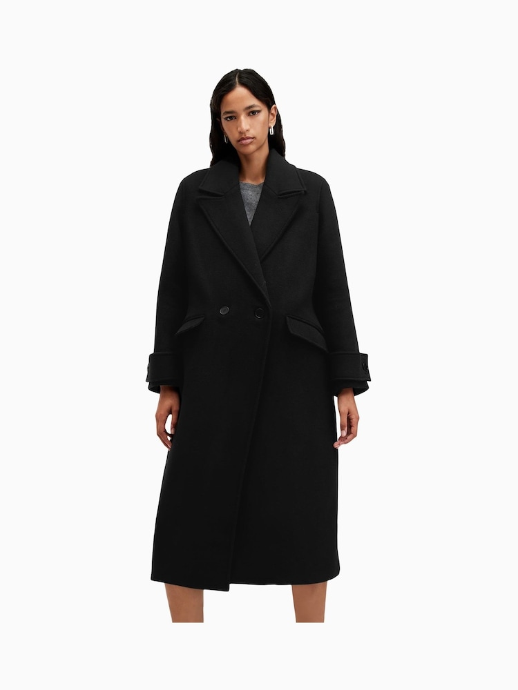 AllSaints Black Mabel Coat - Image 4 of 7