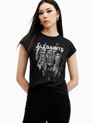 AllSaints Black Riproar Anna 100% Cotton T-Shirt - Image 5 of 8