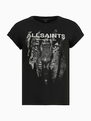 AllSaints Black Riproar Anna 100% Cotton T-Shirt - Image 8 of 8