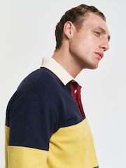 GANT Blue Sweat Colour Block Heavy Rugby Polo Shirt - Image 3 of 7