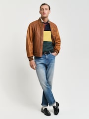 GANT Blue Sweat Colour Block Heavy Rugby Polo Shirt - Image 4 of 7