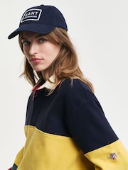 GANT Blue Sweat Colour Block Heavy Rugby Polo Shirt - Image 7 of 7