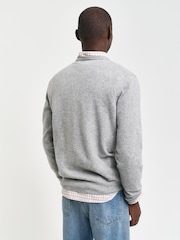 GANT Grey Superfine Lambswool Crew Neck Jumper - Image 2 of 4