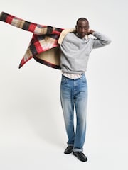 GANT Grey Superfine Lambswool Crew Neck Jumper - Image 4 of 4