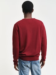 GANT Red Superfine Lambswool Crew Neck Sweater - Image 2 of 4