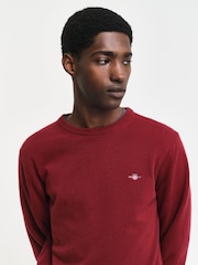 GANT Red Superfine Lambswool Crew Neck Sweater - Image 4 of 4