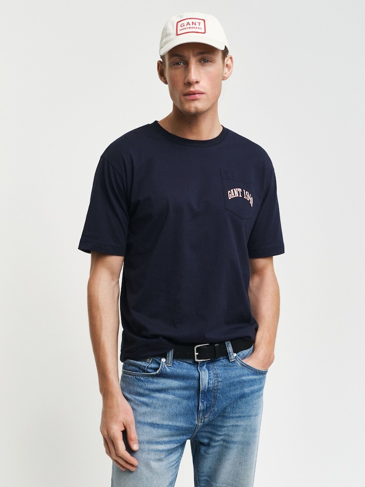 GANT Blue Pocket Grpahic 100% Cotton T-Shirt - Image 1 of 5