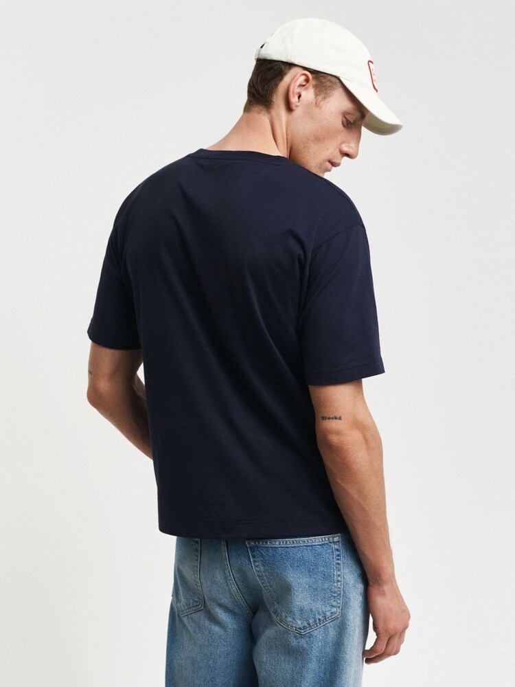GANT Blue Pocket Grpahic 100% Cotton T-Shirt - Image 2 of 5 GANT Blue Pocket Grpahic 100% Cotton T-Shirt - Image 2 of 5