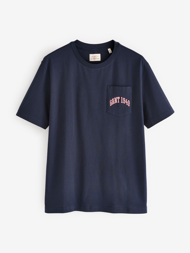 GANT Blue Pocket Grpahic 100% Cotton T-Shirt - Image 5 of 5 GANT Blue Pocket Grpahic 100% Cotton T-Shirt - Image 5 of 5
