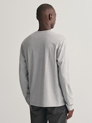 GANT Grey Regular Fit Shield Logo Long Sleeve 100% Cotton T-Shirt - Image 2 of 5