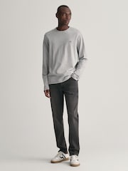 GANT Grey Regular Fit Shield Logo Long Sleeve 100% Cotton T-Shirt - Image 3 of 5