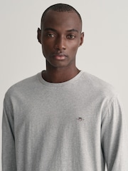 GANT Grey Regular Fit Shield Logo Long Sleeve 100% Cotton T-Shirt - Image 4 of 5