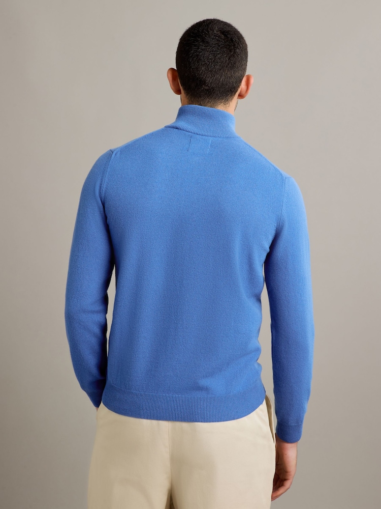 GANT Blue Superfine Lambswool Quarter Zip Jumper - Image 2 of 4