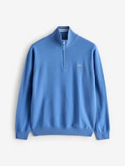 GANT Blue Superfine Lambswool Quarter Zip Jumper - Image 4 of 4