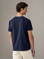 GANT Blue Textured Rib Short Sleeve 100% Cotton T-Shirt - Image 2 of 5