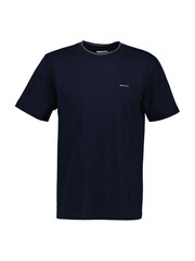 GANT Blue Textured Rib Short Sleeve 100% Cotton T-Shirt - Image 4 of 5