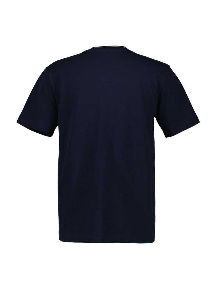 GANT Blue Textured Rib Short Sleeve 100% Cotton T-Shirt - Image 5 of 5