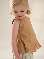 Neutral/Tan Frill Vest and Wide Leggings Set (3mths-7yrs) - Image 2 of 7