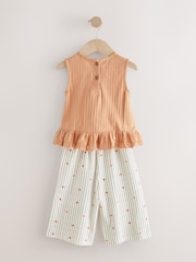 Neutral/Tan Frill Vest and Wide Leggings Set (3mths-7yrs) - Image 5 of 7