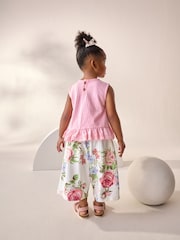 Pink Floral Frill Vest and Wide Leggings Set (3mths-7yrs) - Image 2 of 8