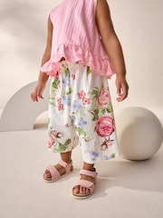 Pink Floral Frill Vest and Wide Leggings Set (3mths-7yrs) - Image 4 of 8