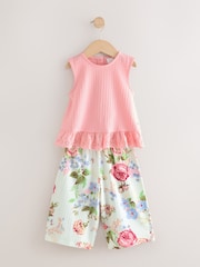 Pink Floral Frill Vest and Wide Leggings Set (3mths-7yrs) - Image 5 of 8