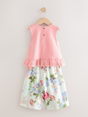 Pink Floral Frill Vest and Wide Leggings Set (3mths-7yrs) - Image 6 of 8