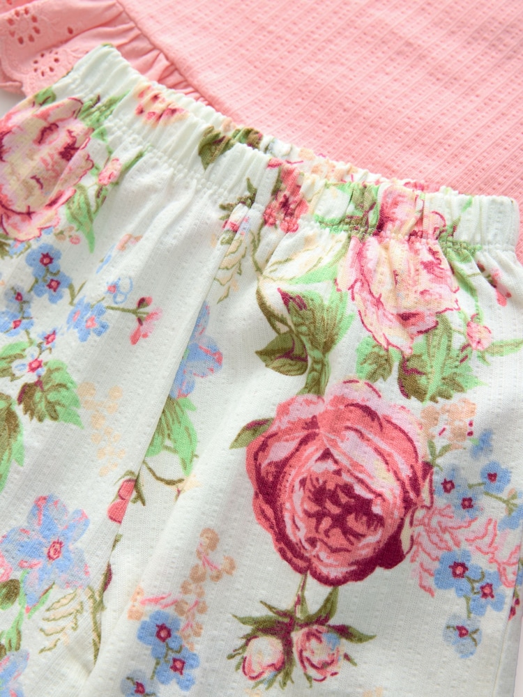 Pink Floral Frill Vest and Wide Leggings Set (3mths-7yrs) - Image 7 of 8