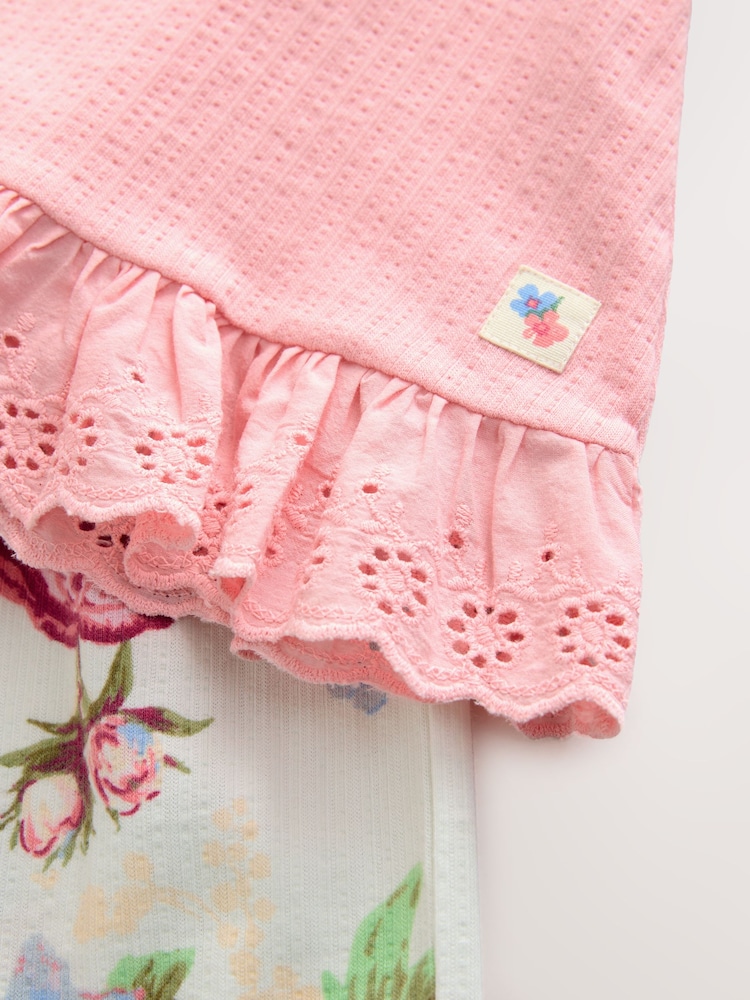 Pink Floral Frill Vest and Wide Leggings Set (3mths-7yrs) - Image 8 of 8