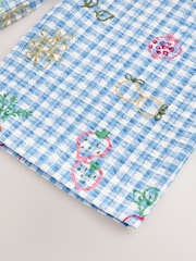 Orange/Navy Gingham Fruit Short Sleeve Peplum 100% Cotton T-Shirt and Wide Leg Trousers Set (3mths-7yrs) - Image 9 of 9