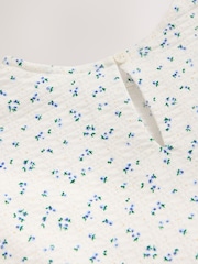 White/Blue Ditsy Floral Short Sleeve Peplum Top and Leggings Set (3mths-7yrs) - Image 8 of 9