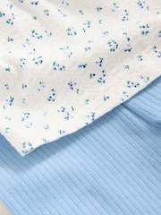White/Blue Ditsy Floral Short Sleeve Peplum Top and Leggings Set (3mths-7yrs) - Image 9 of 9