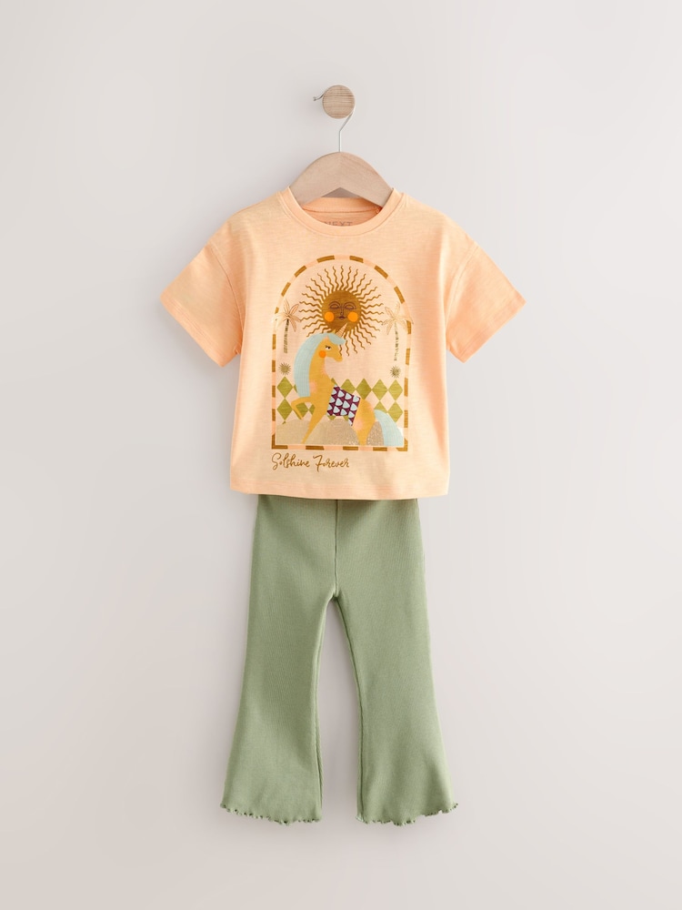 Pink Unicorn Short Sleeve T-Shirt and Flare Leggings Set (3mths-7yrs) - Image 4 of 8