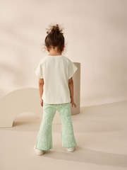 Ecru/Blue Girls Short Sleeve T-Shirt and Flare Leggings Set (3mths-7yrs) - Image 2 of 9
