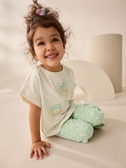Ecru/Blue Girls Short Sleeve T-Shirt and Flare Leggings Set (3mths-7yrs) - Image 3 of 9