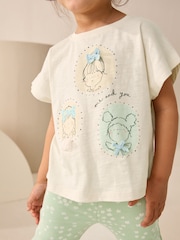 Ecru/Blue Girls Short Sleeve T-Shirt and Flare Leggings Set (3mths-7yrs) - Image 4 of 9