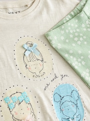Ecru/Blue Girls Short Sleeve T-Shirt and Flare Leggings Set (3mths-7yrs) - Image 8 of 9