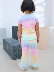 Pastel Rainbow Short Sleeve Ribbed T-Shirt and Flare Leggings Set (3mths-7yrs) - Image 2 of 9