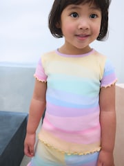 Pastel Rainbow Short Sleeve Ribbed T-Shirt and Flare Leggings Set (3mths-7yrs) - Image 3 of 9