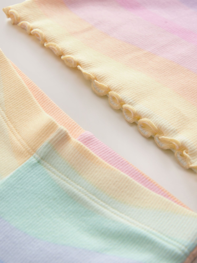 Pastel Rainbow Short Sleeve Ribbed T-Shirt and Flare Leggings Set (3mths-7yrs) - Image 8 of 9
