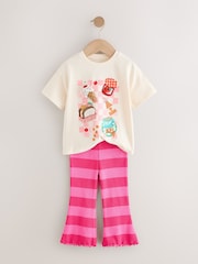 Pink Padded Picnic Characters Short Sleeve T-Shirt and Flare Leggings Set (3mths-7yrs) - Image 6 of 9