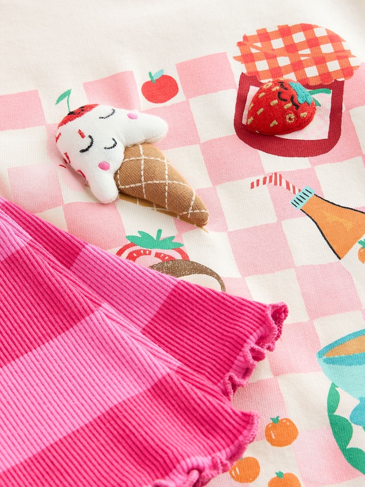 Pink Padded Picnic Characters Short Sleeve T-Shirt and Flare Leggings Set (3mths-7yrs) - Image 9 of 9