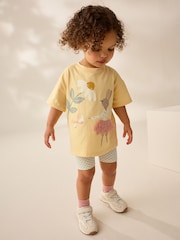 Yellow Pretty Bunny Short Sleeve T-Shirt and Cycle Shorts Set (3mths-7yrs) - Image 2 of 9