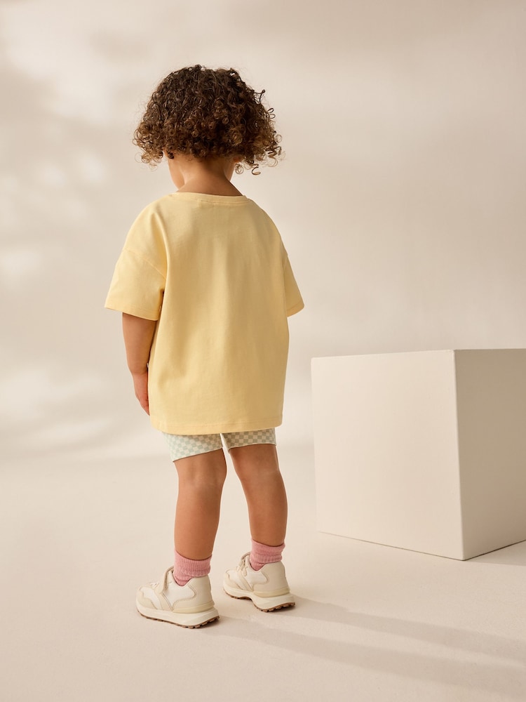 Yellow Pretty Bunny Short Sleeve T-Shirt and Cycle Shorts Set (3mths-7yrs) - Image 3 of 9