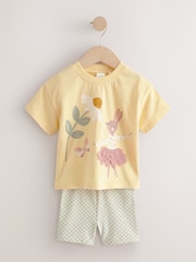 Yellow Pretty Bunny Short Sleeve T-Shirt and Cycle Shorts Set (3mths-7yrs) - Image 5 of 9