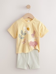 Yellow Pretty Bunny Short Sleeve T-Shirt and Cycle Shorts Set (3mths-7yrs) - Image 6 of 9
