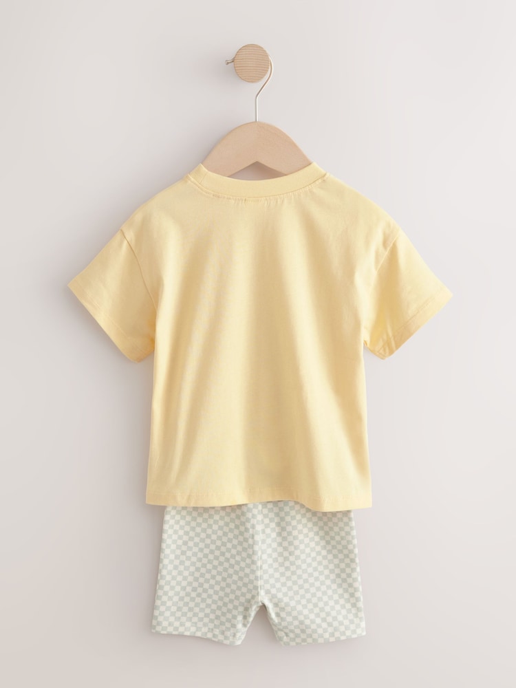 Yellow Pretty Bunny Short Sleeve T-Shirt and Cycle Shorts Set (3mths-7yrs) - Image 7 of 9