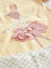 Yellow Pretty Bunny Short Sleeve T-Shirt and Cycle Shorts Set (3mths-7yrs) - Image 8 of 9